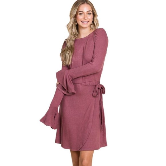 Culture Code Black Ruffle Long Sleeve Wrap Tie Dress CHD1390L - Picture 12 of 12